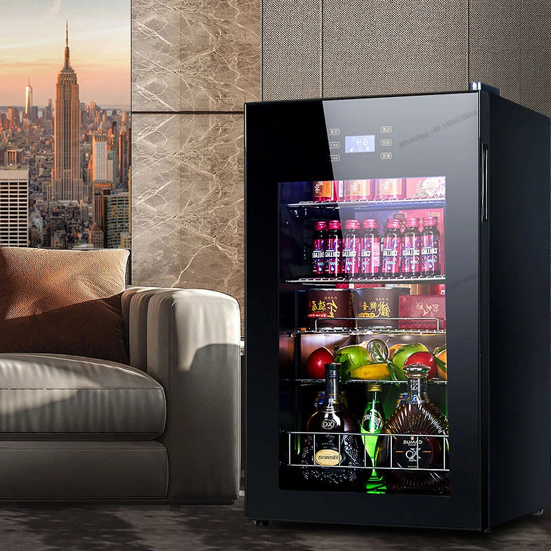 Thermostatic small wine cabinet, refrigerated refrigerator, ice bar, household living room, small glass fresh-keeping cabinet