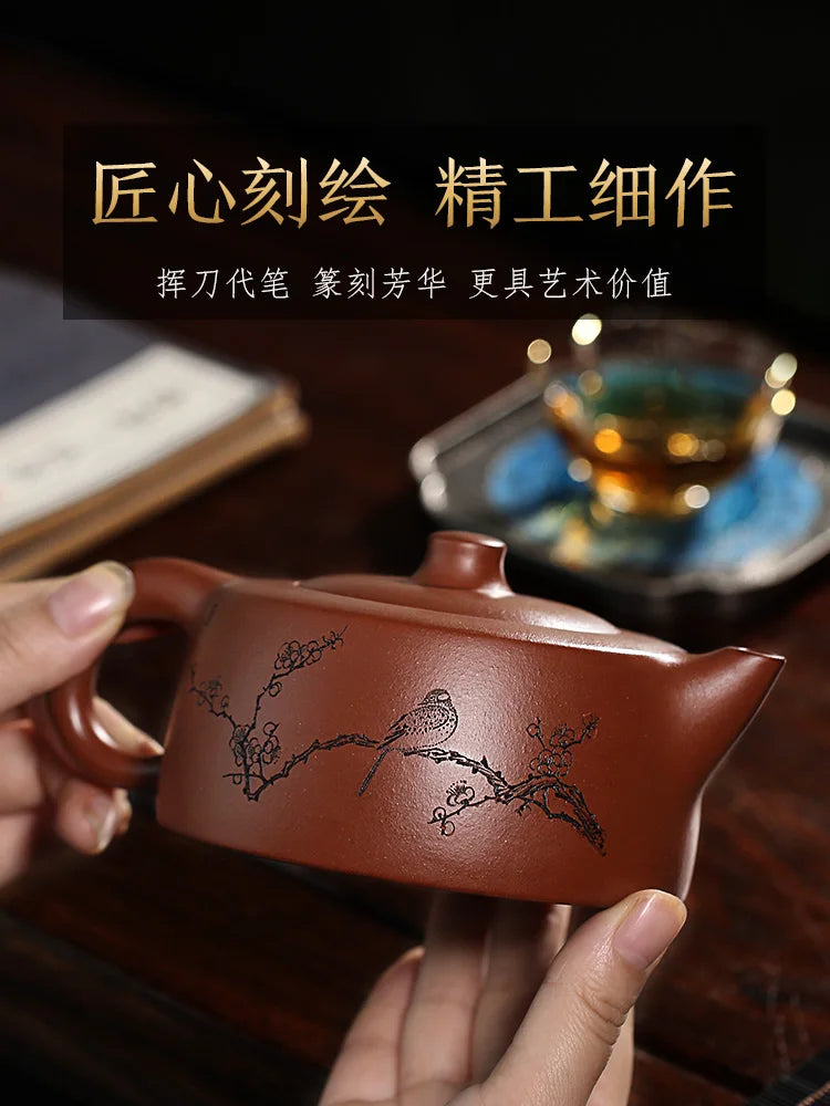 Tibetan Pot World Yixing Purple Clay Authentic Pure Hand Engraving And Original Mine Bottom Trough Clear Large