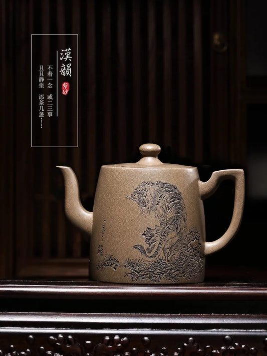 Tibetan Pot World Yixing Purple Clay Handmade By Famous Tea Master Dale With Early Sky Green Sand Han Rhyme