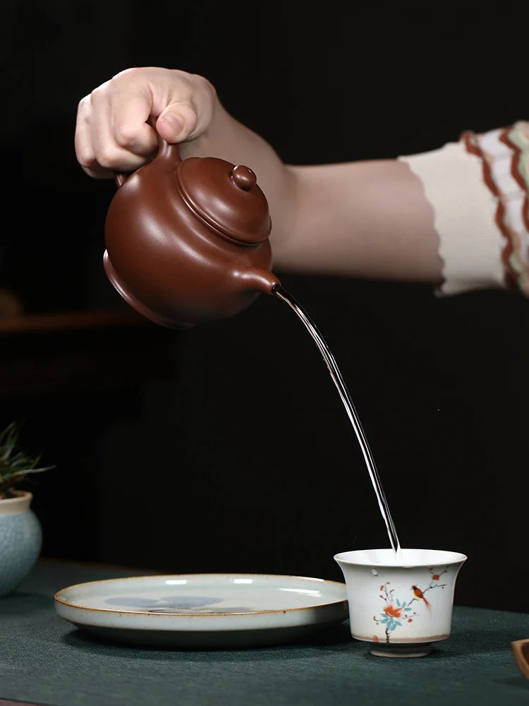 Tibetan Pot World Yixing Purple Sand Pure Handma Household Tea Raw Mineral Mud Set Fully