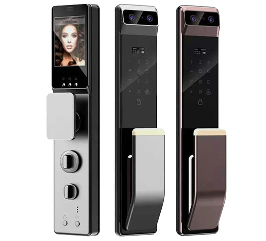 Top Grade Security 3D Face Recognition Full Automatic Fingerprint Intelligent Lock Digital Smart Door