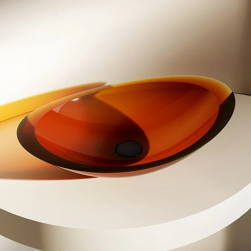 Transparent color resin washbasin home small bathroom art crystal washbasin.