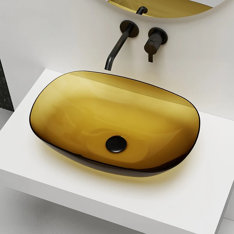 Transparent color resin washbasin home small bathroom art crystal washbasin.