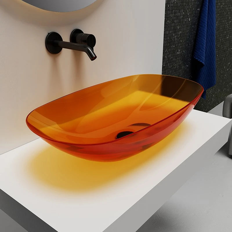 Transparent color resin washbasin home small bathroom art crystal washbasin.