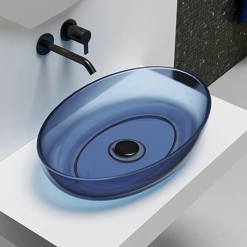 Transparent color resin washbasin home small bathroom art crystal washbasin.