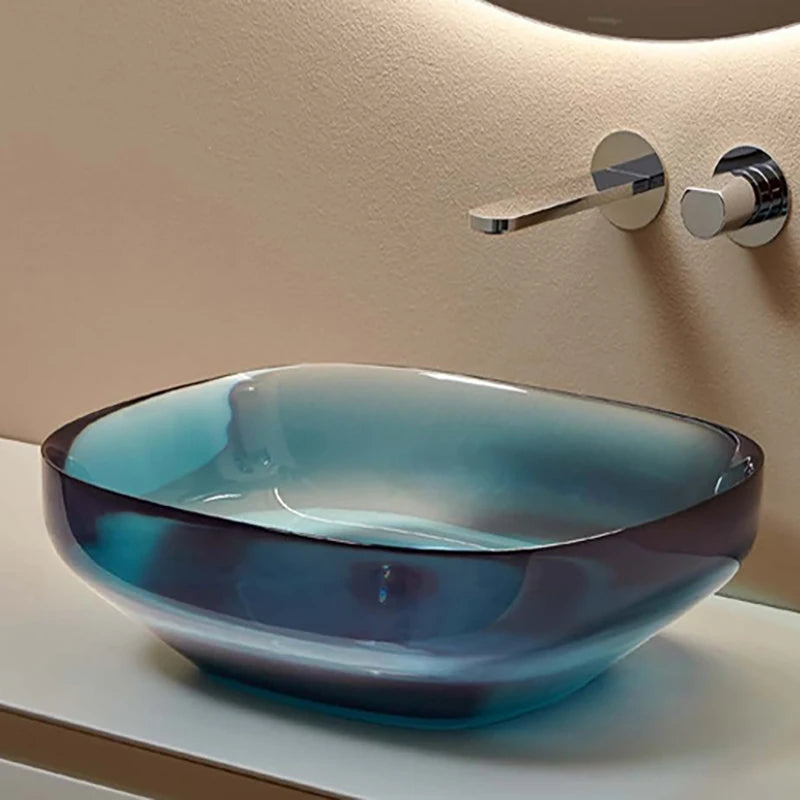 Transparent one-piece washbasin home ultra-thin custom simple small apartment mini bathroom countertop basin washbasin