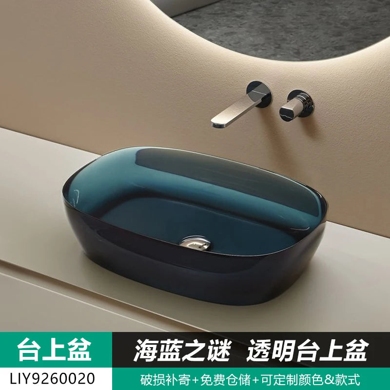 Transparent one-piece washbasin home ultra-thin custom simple small apartment mini bathroom countertop basin washbasin