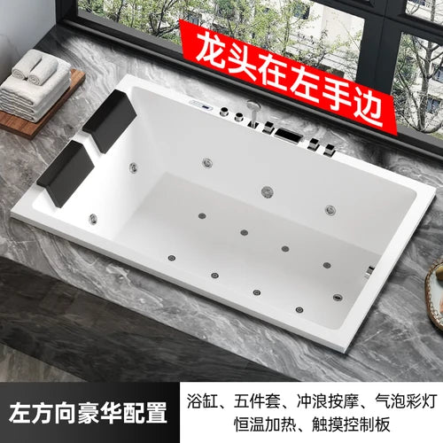 Twin Hotel Acrylic Embedded Home Massage Thermostatic Net Red Bathtub