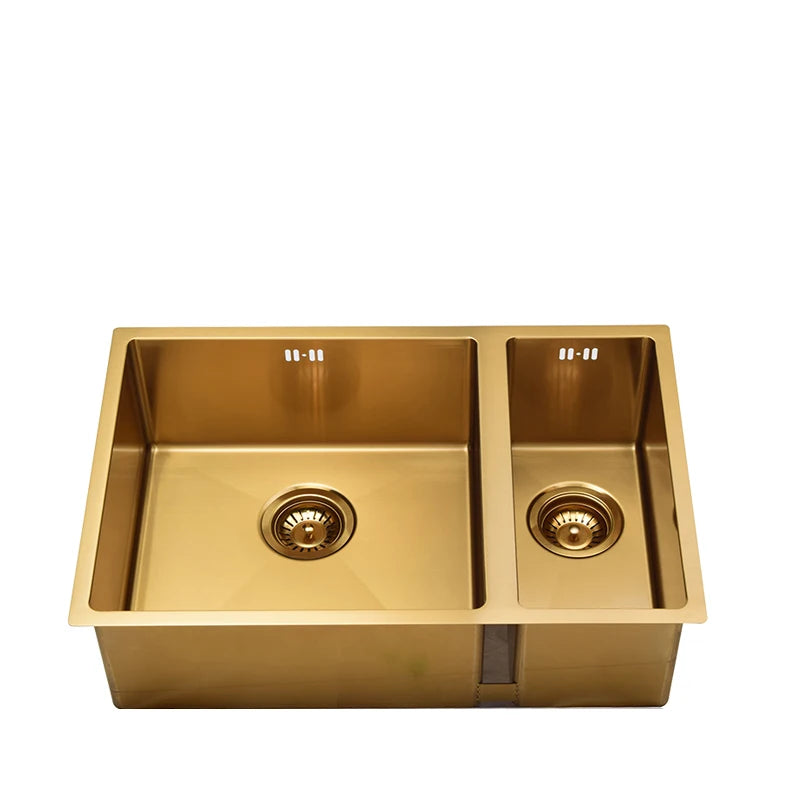 UK Hot Sale Design 304 Stainless Steel gold Household Handmade kitchen toilet sink size 67*44*20cm