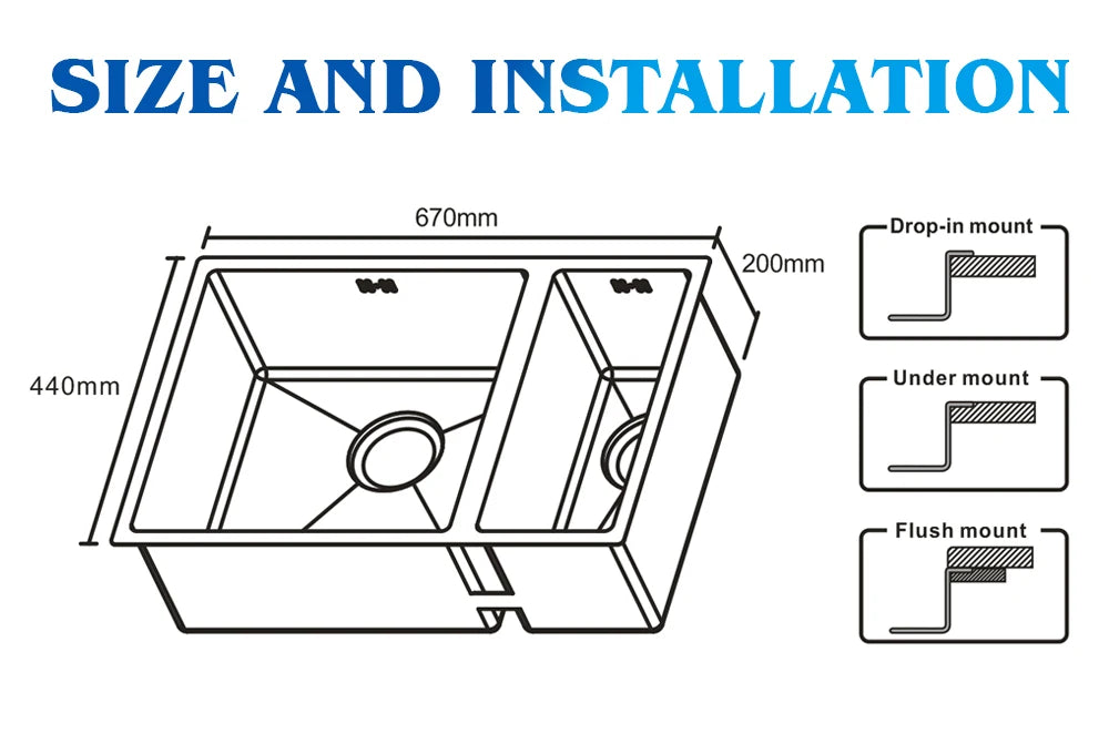 UK Hot Sale Design 304 Stainless Steel gold Household Handmade kitchen toilet sink size 67*44*20cm