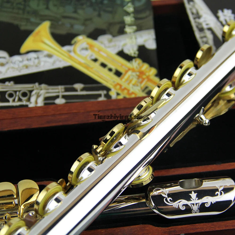 MMOOKA Brand New  Cupronickel Flute 16 Close Hole Silver Plated with Case Flute