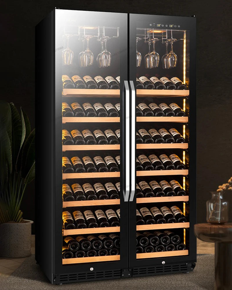 Ultra thin double door red wine cabinet, constant temperature wine cabinet, embedded ice bar, home display beverage, tea refrige