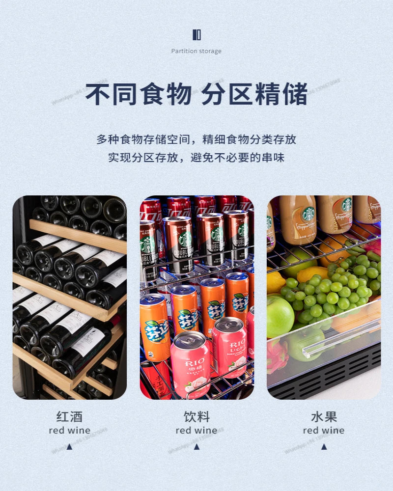 Ultra thin double door red wine cabinet, constant temperature wine cabinet, embedded ice bar, home display beverage, tea refrige