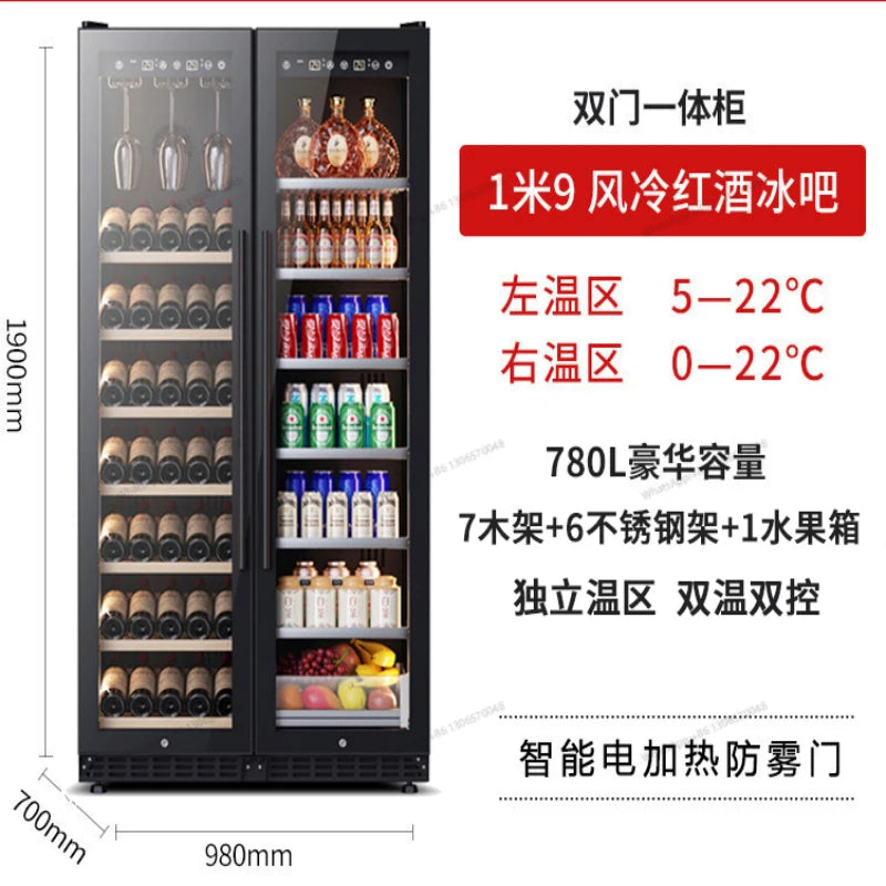 Ultra thin double door red wine cabinet, constant temperature wine cabinet, embedded ice bar, home display beverage, tea refrige
