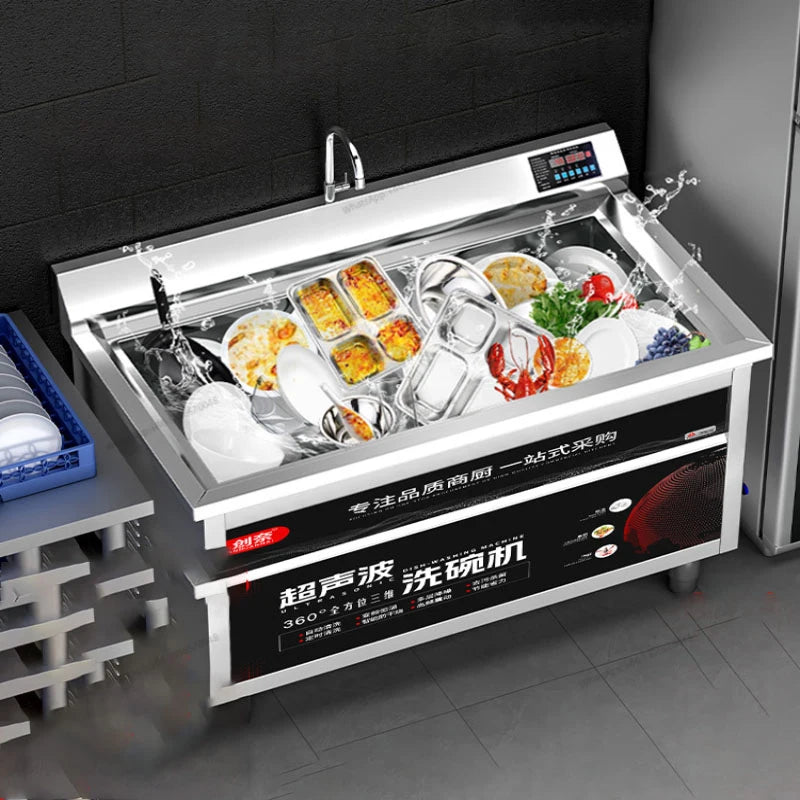 Ultrasonic dishwasher for commercial restaurants, canteens, restaurants, restaurants, fully automatic small household commercial