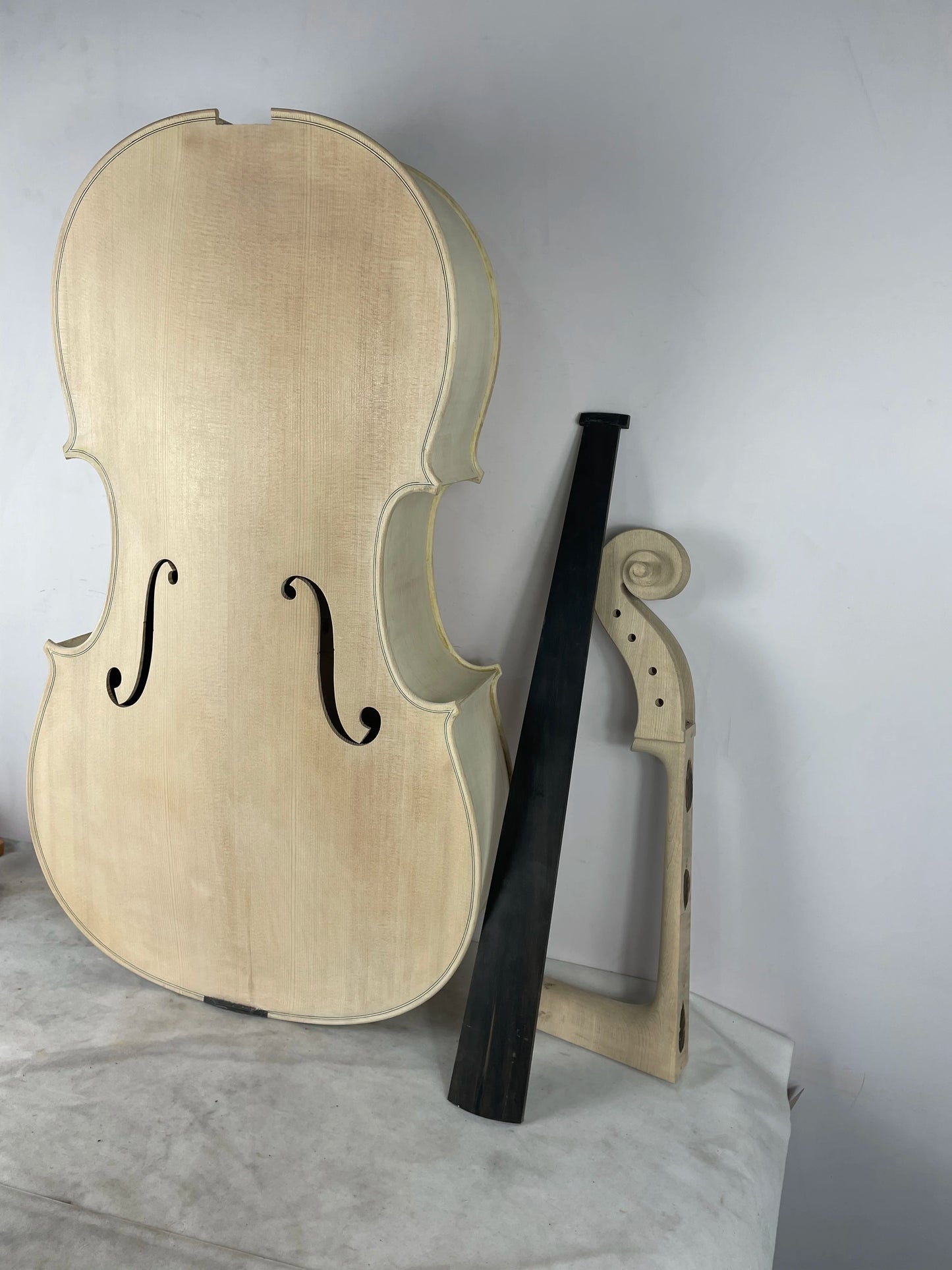 MMOOKA Unfinished Handmade Spruce Panel,Maple Back,Cello 1/4 -4/4,White Violoncello Embroidery,Professional Acoustic Musical Instrument