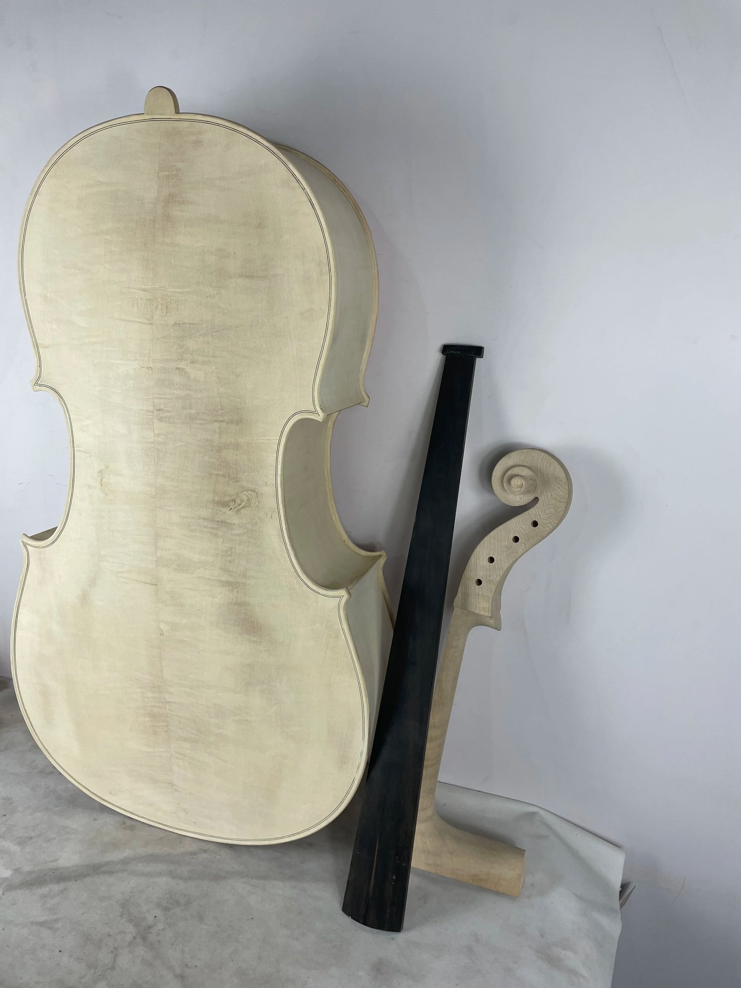 MMOOKA Unfinished Handmade Spruce Panel,Maple Back,Cello 1/4 -4/4,White Violoncello Embroidery,Professional Acoustic Musical Instrument