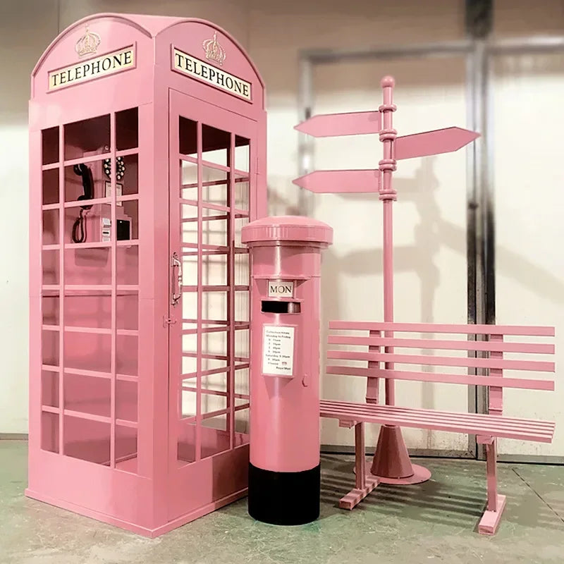 Vendita calda cabina telefonica rosa londra Retro 360 cabina auricolare artigianale fatta a mano per luso della festa nuziale