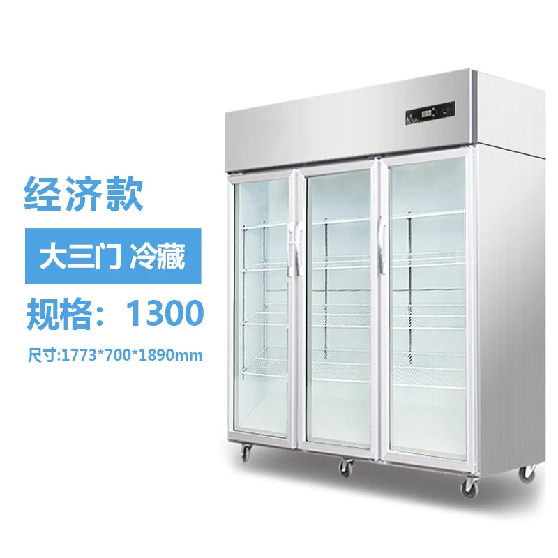 Vertical Freezer Commercial Restaurant Fruit Full Refrigeration and Preservation Cabinet Glass Door Refrigerator Four Door Six D