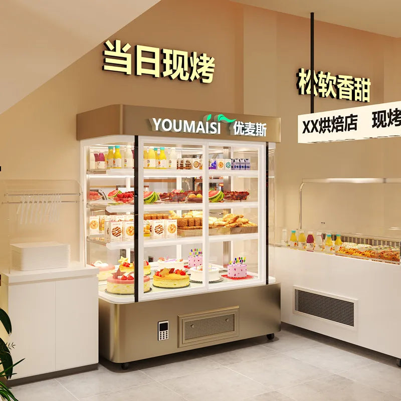 Vertical cake cabinet, bakery, dessert, refrigerated display cabinet, buffet, fruit and milk preservation cabinet, front door op