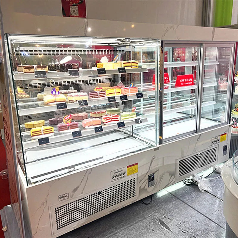 Vertical cake cabinet, bakery, dessert, refrigerated display cabinet, buffet, fruit and milk preservation cabinet, front door op