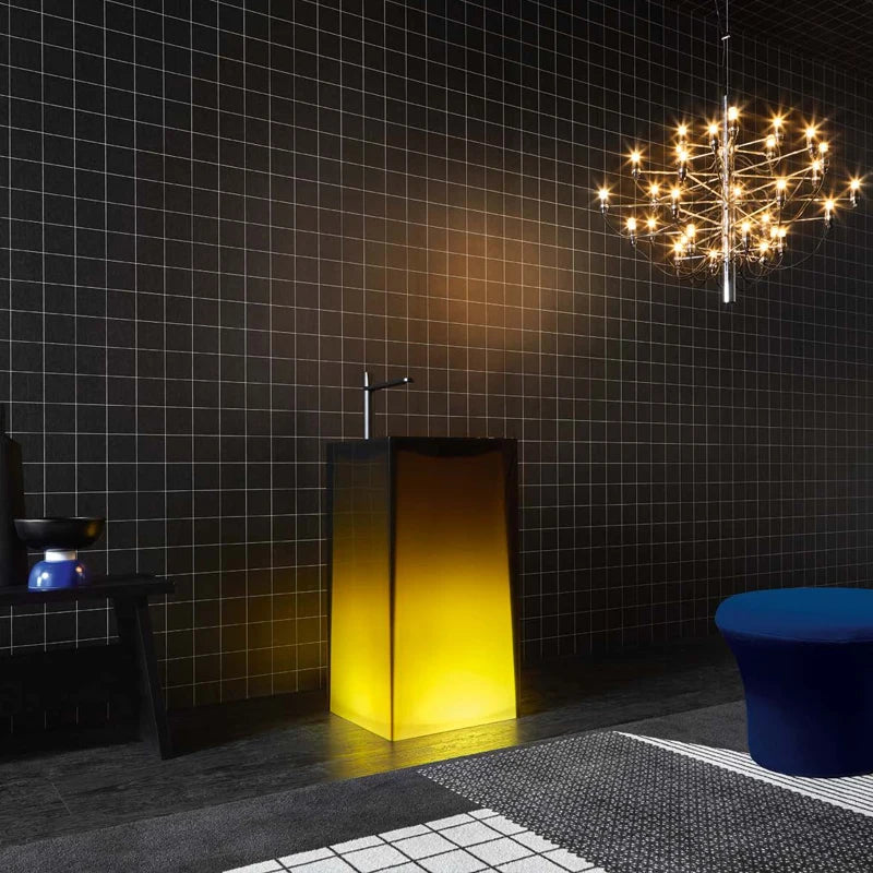 Vertical-column integrated floor-standing washbasin Crystal bathroom art villa transparent luminous vertical-column washbasin