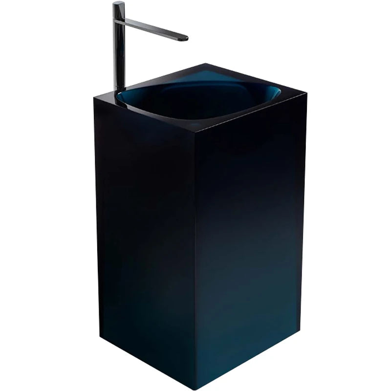 Vertical-column integrated floor-standing washbasin Crystal bathroom art villa transparent luminous vertical-column washbasin