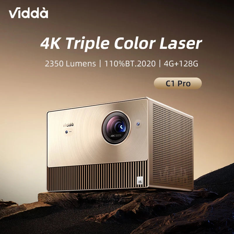 Vidda C1 Pro RGB Triple Laser 4K Projector 3840x2160 Video 3D Beamer 2350 ANSI Lumens Android Cinema For Home Theater 240Hz