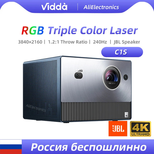 Vidda C1S RGB Triple Laser 4K Projector 3840x2160 Video 3D Beamer Android Cinema For Home Theater 240Hz Refresh Rate
