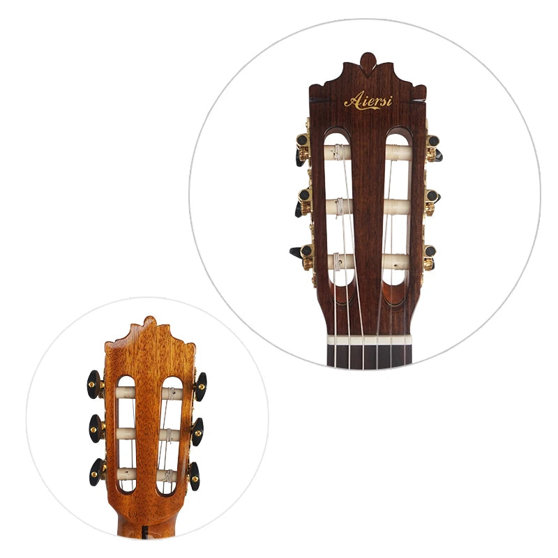 [Video] Aiersi Luthier Made All Solid AAA German Spruce Top With Rosewood Body Vintage Classical Guitar Nylon String Instrument