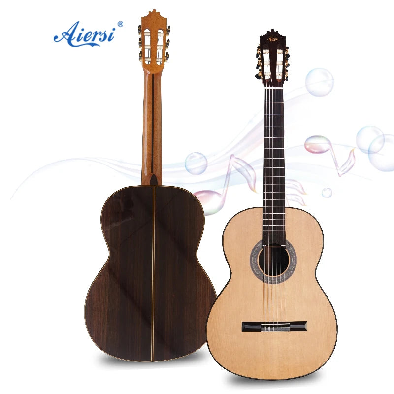 [Video] Aiersi Luthier Made All Solid AAA German Spruce Top With Rosewood Body Vintage Classical Guitar Nylon String Instrument