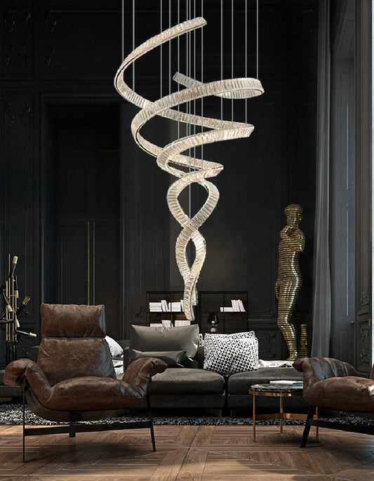 Villa High Ceiling Living Room Large Chandeliers Crystal Lamp Designer Light Luxury Art Hollow Staircase Duplex Loft Chandelier