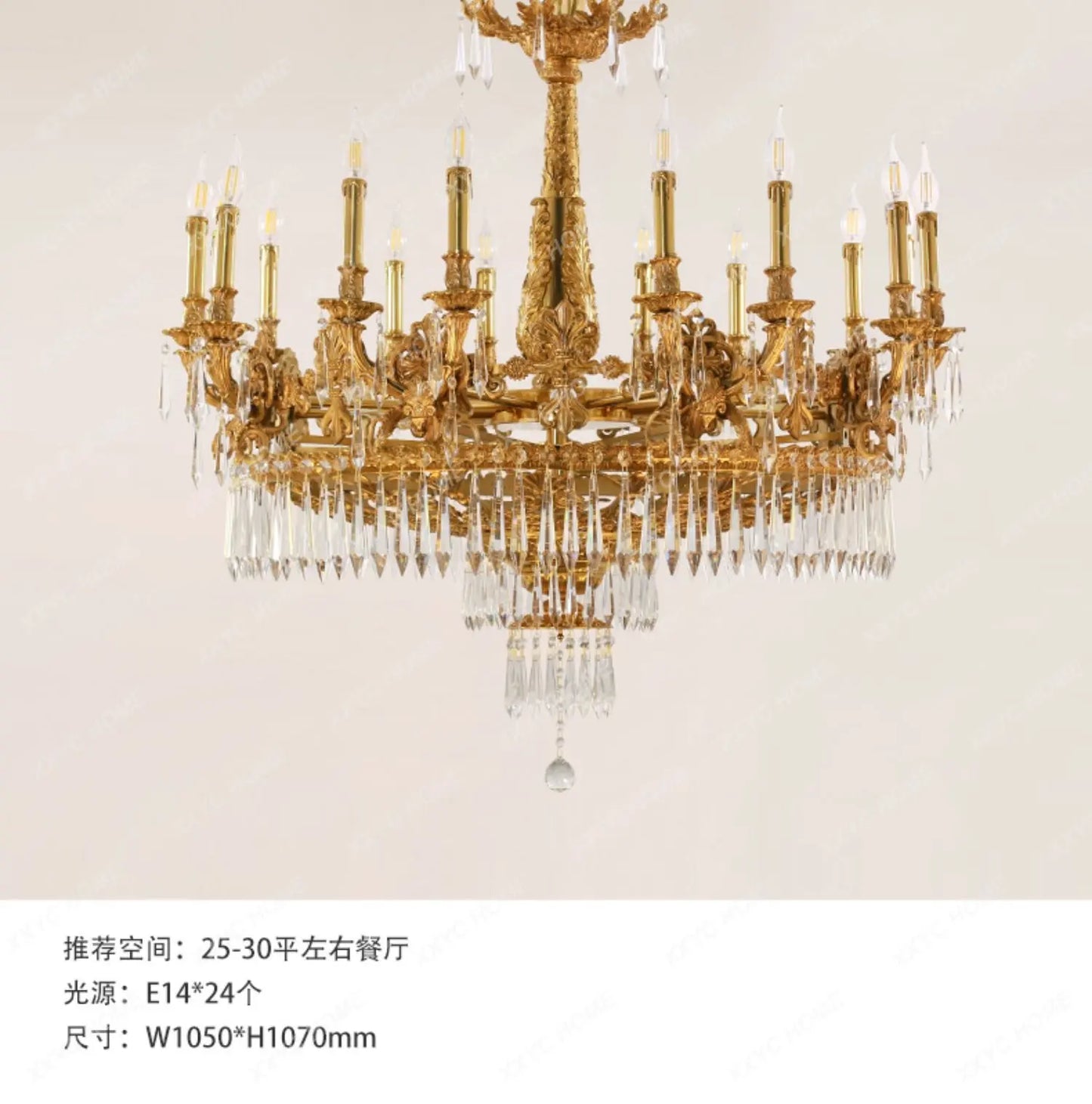 Villa Living Room Chandelier Hotel Restaurant Dewaxing Copper Lamps Candle Duplex Building Headlights