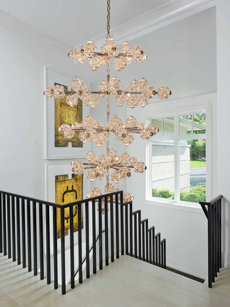 Villa Multi-Storey Loft Compound Apartment Stairs K9 Crystal Chandelier Living Room Lobby Luxury Flowers