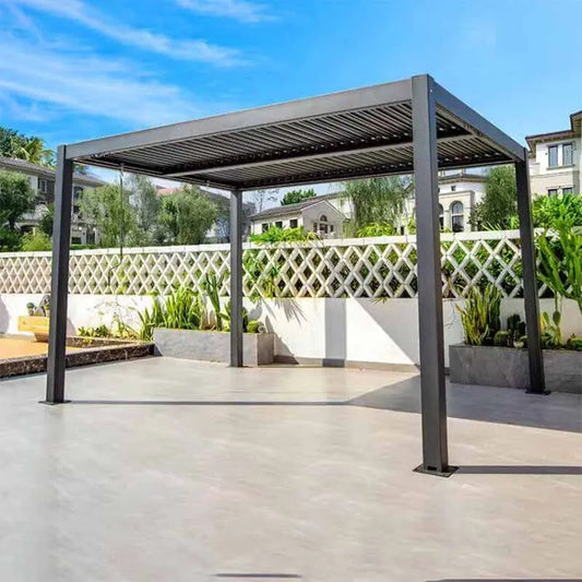 Villa courtyard, open-air garden, outdoor louver flip electric pavilion, aluminum alloy Chinese style outdoor sunshade canopy