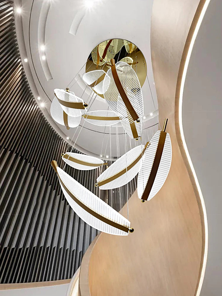 Villa double entry building designer chandeliers lobby art creative sales department project custom chandeliers stairs