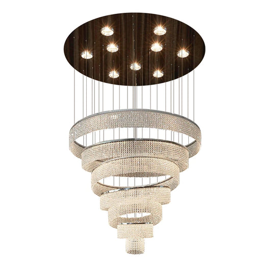 Villa duplex building crystal living room large chandelier modern minimalist circular staircase light luxury restaurant lamp