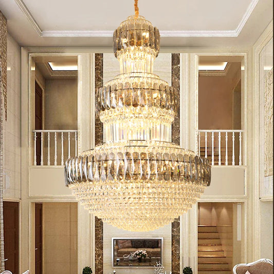 Villa hollow chandelier Hotel lobby light luxury lamps Post modern living room Duplex building Hall Rotating stair lamp