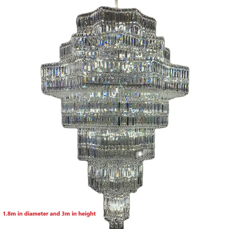 Villa hollow crystal chandelier Rotating staircase Luxury crystal lamp Hotel high-end duplex building crystal chandelier