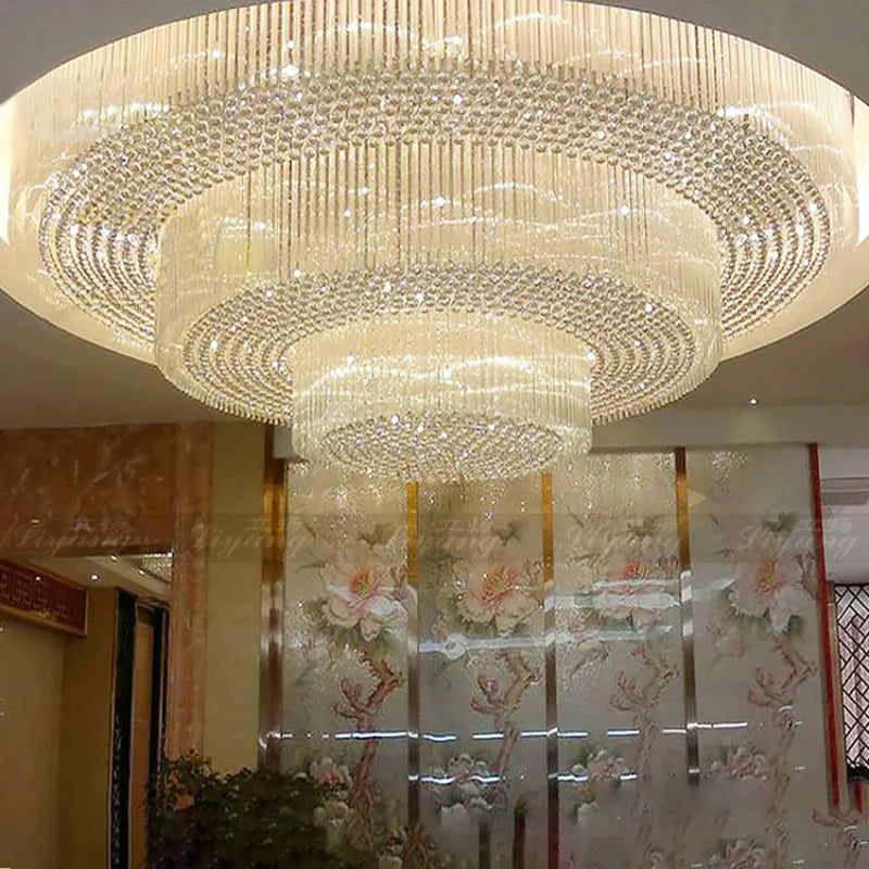 Villa living room crystal lamp round ceiling lamp hall deluxe pendant lamp new atmosphere hotel lobby main lamp