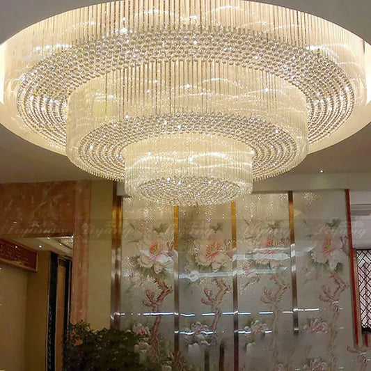 Villa living room crystal lamp round ceiling lamp hall deluxe pendant lamp new atmosphere hotel lobby main lamp