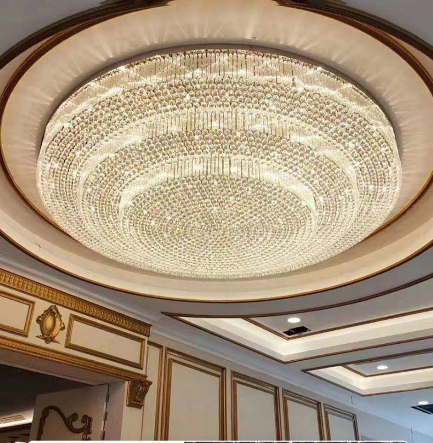 Villa living room crystal lamp round ceiling lamp hall deluxe pendant lamp new atmosphere hotel lobby main lamp