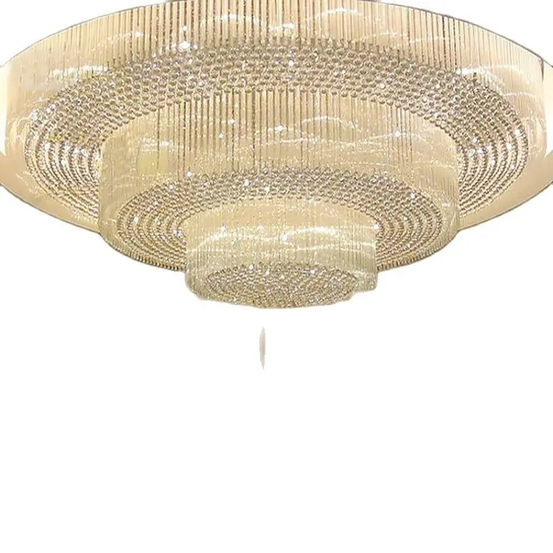 Villa living room crystal lamp round ceiling lamp hall deluxe pendant lamp new atmosphere hotel lobby main lamp