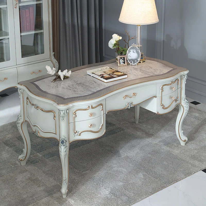 Villa study, European style solid wood 1.5m desk, bedroom, writing desk, desk