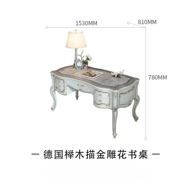 Villa study, European style solid wood 1.5m desk, bedroom, writing desk, desk