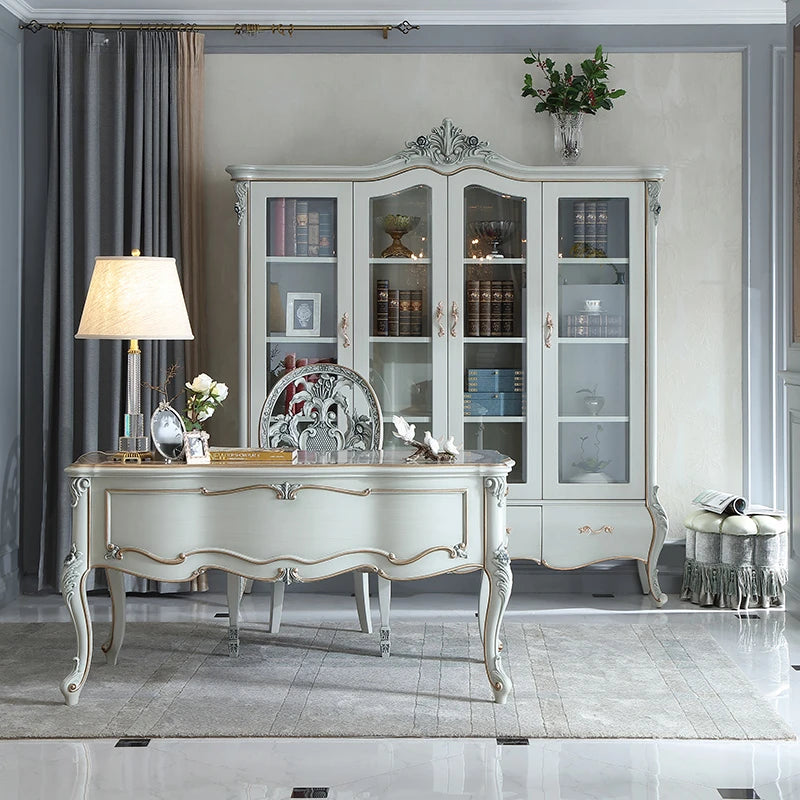 Villa study, European style solid wood 1.5m desk, bedroom, writing desk, desk