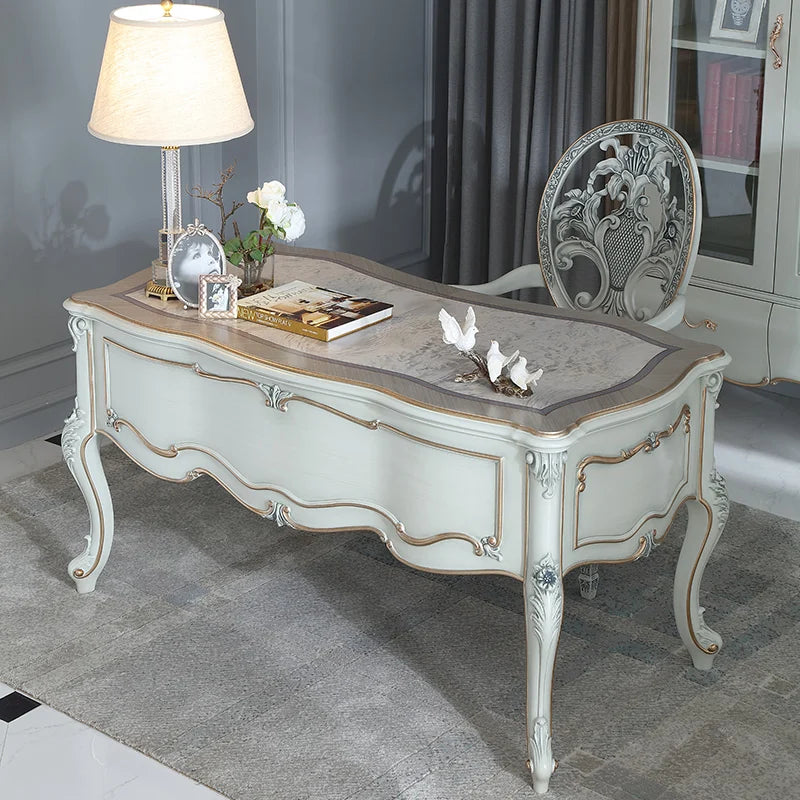 Villa study, European style solid wood 1.5m desk, bedroom, writing desk, desk