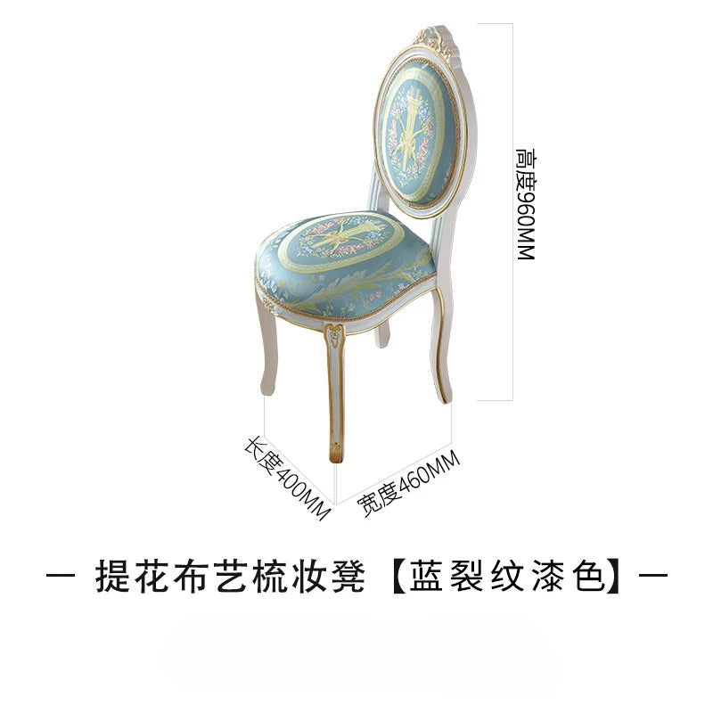 Vintage dresser combination distressed crack paint European painted gold foil dresser make-up mirror