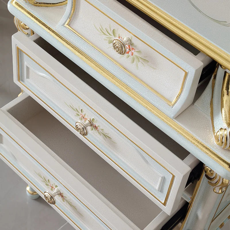 Vintage dresser combination distressed crack paint European painted gold foil dresser make-up mirror