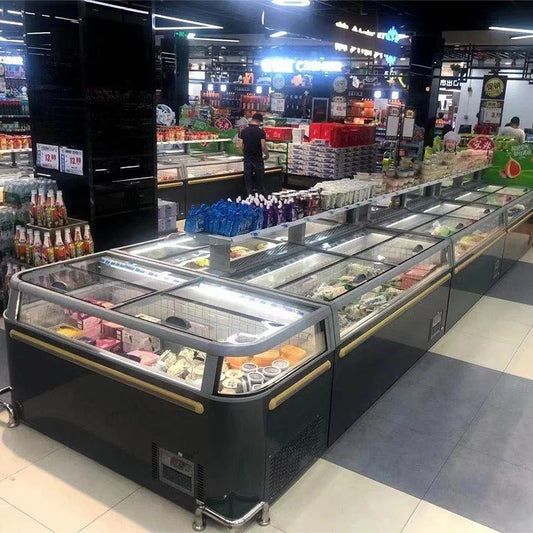 Visible Combined Supermarket Blast Freezer Top Open Sliding Glass Door Ice Cream Freezer Display Fridge